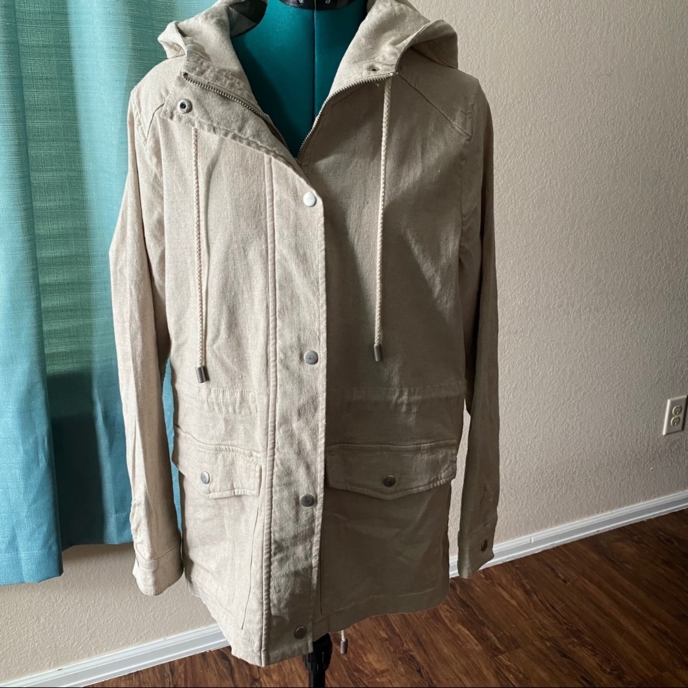 Market & Spruce Khaki Cargo Utility Jacket SZ M
